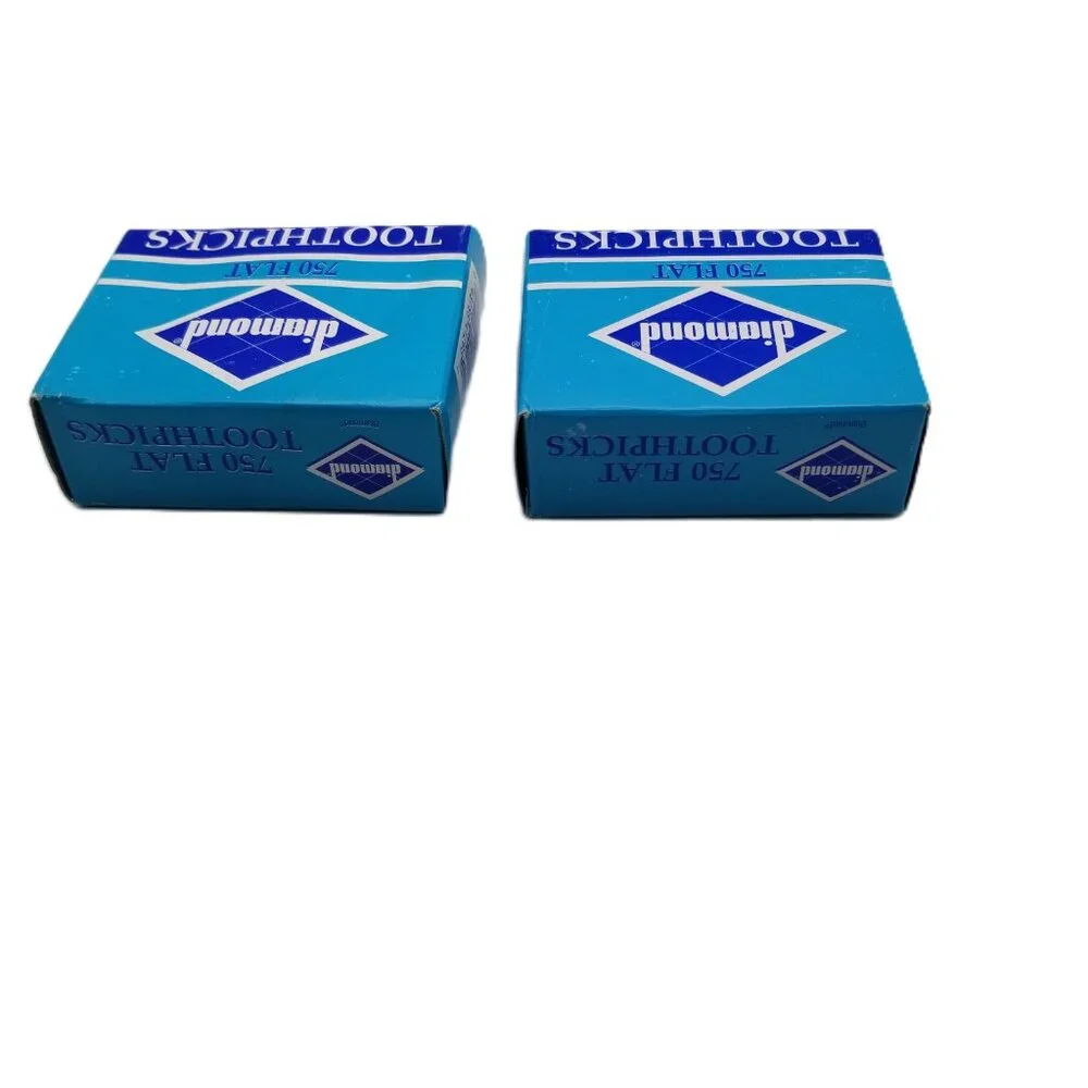 Diamond Flat Toothpicks 2 Boxes 1500 Wooden Disposable Party Kitchen